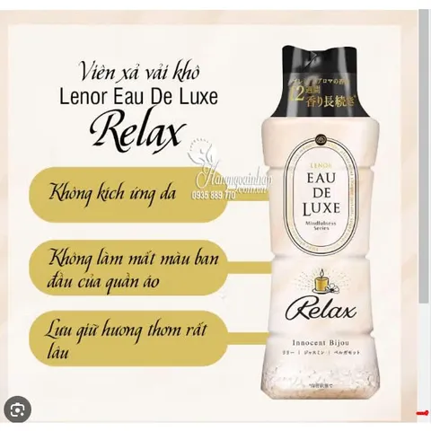 Viên Xả Vải Lenor Eau De Luxe Nhật - Hạt Thơm Sang Trọng Cho Quần Áo, Giữ Hương Lâu 12 Tuần, Dễ Dàng Sử Dụng