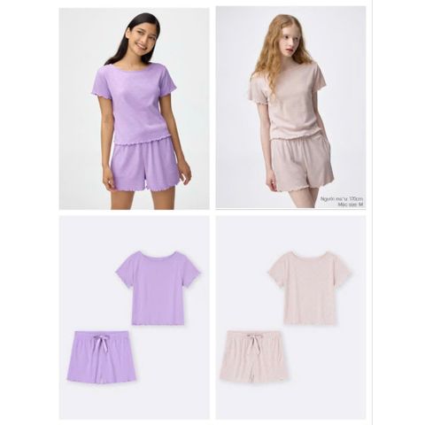 Bộ đồ nữ cotton ngắn tay Gu Japan - Quần short họa tiết dễ thương, thoải mái cho mùa hè, lựa chọn hoàn hảo để đi chơi và nghỉ ngơi
