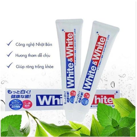 Kem Đánh Răng White & White 150g - Chăm Sóc Răng Miệng Nhật Bản, Sạch Bẩn & Thơm Mát, Ngăn Ngừa Sâu Răng