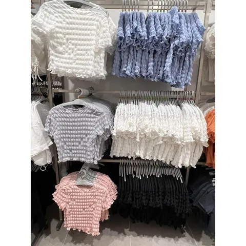 Áo sơ mi nhún dáng Croptop Gu Japan