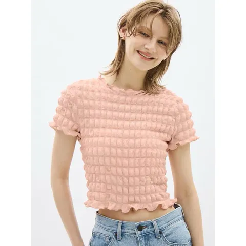Áo sơ mi nhún dáng Croptop Gu Japan