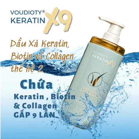 Dầu Gội Xả Voudioty Keratin X9 Biotin & Collagen 500ml – Phục Hồi, Mềm Mượt & Giảm Gãy Rụng