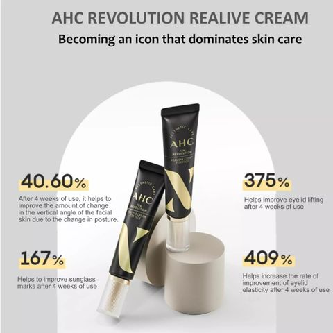 Kem Dưỡng Mắt AHC Ten Revolution 30ml - Giảm Nếp Nhăn, Làm Sáng Da, Chăm Sóc Da Nhạy Cảm, Xuất Xứ Hàn Quốc