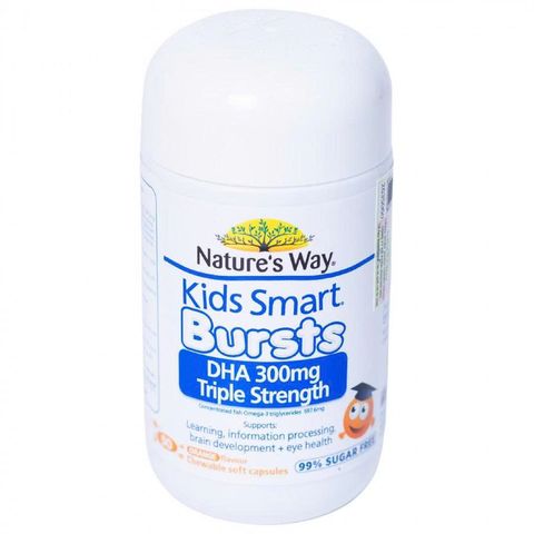 Viên Uống Bổ Sung DHA Cho Trẻ Em Nature's Way Kids Smart Bursts 300mg - Hỗ Trợ Phát Triển Não Bộ & Thị Lực Tự Nhiên, Hương Vị Trái Cây