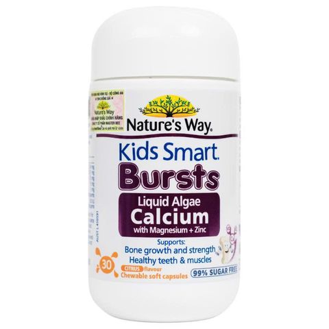 Viên Uống Hỗ Trợ Xương Răng Nature's Way Bursts Canxi Kẽm Magie D3 K2 Cho Trẻ Từ 6 Tháng - 30 Viên Bổ Sung Tăng Chiều Cao