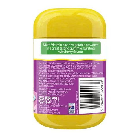 Viên uống bổ sung vitamin cho trẻ em Nature's Way Kids Smart Vita Gummies - Hỗ trợ miễn dịch, tăng cường sức khỏe, vị mâm xôi ngon miệng