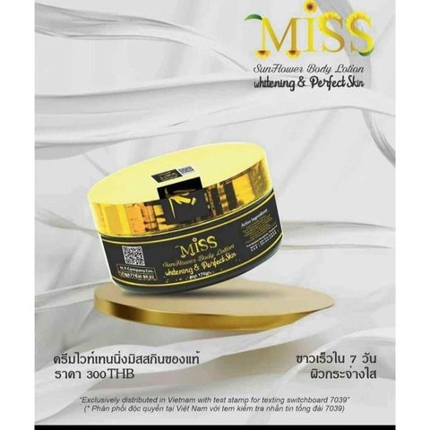 Kem Dưỡng Trắng Body Miss Thái Lan - Chống Nắng, Dưỡng Ẩm, Bổ Sung Collagen - Hũ Nhỏ 170g, FREESHIP TOÀN QUỐC