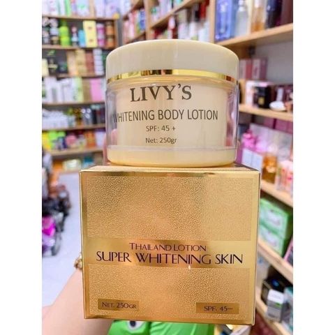 Kem Dưỡng Trắng Da Livy's Vàng 250gr - Body Collagen X3 Luxury, Giúp Da Sáng Mịn, Chống Nắng SPF 45+++ Từ Thái Lan