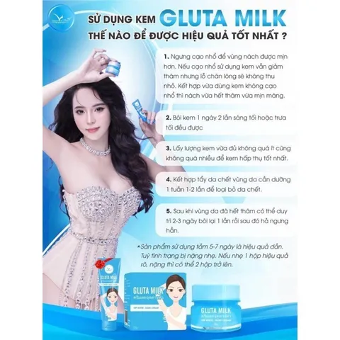 Kem Khử Thâm Nách Gluta Milk VIP White Thái Lan - Giảm Thâm, Làm Trắng Da, Khử Mùi, Hộp 15g - Mua 1 Tặng 1
