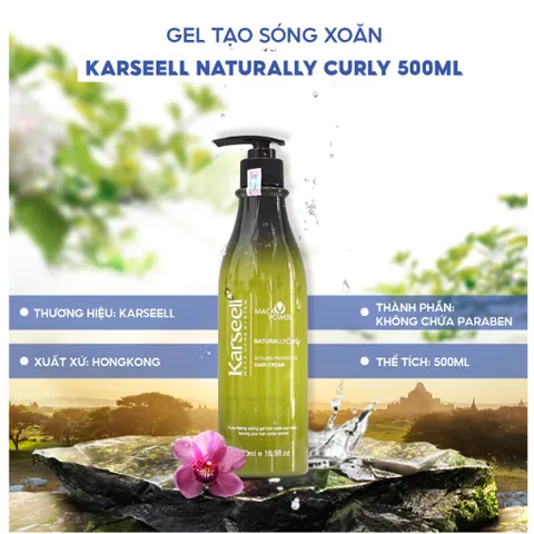 Gel Giữ Nếp Tóc Xoăn Karseell Curly Cream 500ml - Dưỡng Tóc Uốn Xoăn, Tạo Kiểu Tự Nhiên, Hương Nước Hoa Sang Trọng, Chính Hãng Italy