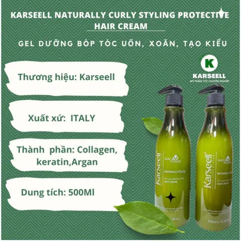 Gel Giữ Nếp Tóc Xoăn Karseell Curly Cream 500ml - Dưỡng Tóc Uốn Xoăn, Tạo Kiểu Tự Nhiên, Hương Nước Hoa Sang Trọng, Chính Hãng Italy