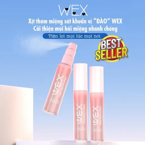 Xịt Thơm Miệng Vị Đào Ngừa Hôi Miệng và Sâu Men Vi Sinh Hiệu Quả, Duy Trì Hơi Thở Thơm Mát WEX Lọ 20ml