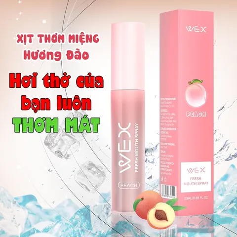 Xịt Thơm Miệng Vị Đào Ngừa Hôi Miệng và Sâu Men Vi Sinh Hiệu Quả, Duy Trì Hơi Thở Thơm Mát WEX Lọ 20ml