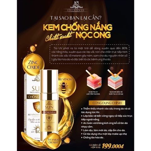 Kem Chống Nắng Collagen X3 Đông Anh 50gr - Chiết Xuất Nọc Ong, Bảo Vệ Da, Chống Tia UV, Kiềm Dầu, Nâng Tone Mặt