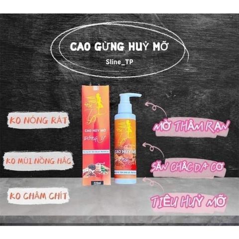 Cao Gừng Hủy Mỡ Đông Y 220ml - Giảm Mỡ Bụng, An Toàn Cho Phụ Nữ Sau Sinh, Tinh Chất Thiên Nhiên, Tặng Nilong ủ Nóng