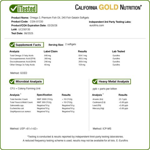 Viên uống dầu cá Omega - 3 California Gold Nutrition 240 viên - Hàng Mỹ 396379