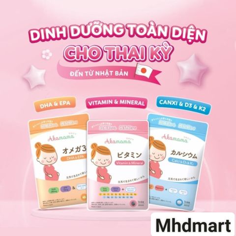 Canxi Sữa Akamama cho Bà Bầu - Hỗ Trợ Phát Triển Hệ Xương Thai Nhi, Viên Nhỏ Dễ Uống - 120 Viên, Nhật Bản