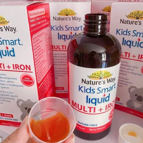 Siro Vitamin Tổng Hợp + Sắt Nature’s Way Kids Smart Liquid Multi 200ml - Bổ Sung Vitamin và Khoáng Chất Cho Trẻ Em Phát Triển Tối Ưu