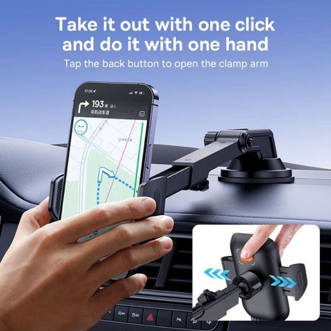 Giá Đỡ Điện Thoại Khi Lái Xe Baseus UltraControl Go - Kẹp Tiện Lợi Chống Rung, Xoay 360 Độ, Dùng Cho Điện Thoại 4,7-7,2 Inch