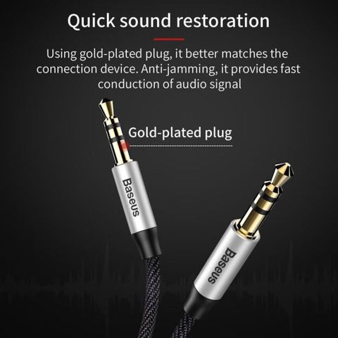 Dây Cáp Âm Thanh AUX 3.5mm Baseus M30 - Chất Lượng Cao, Siêu Bền, Chống Nhiễu Tối Ưu - Đầu Đực Male to Male, Tương Thích Mọi Thiết Bị