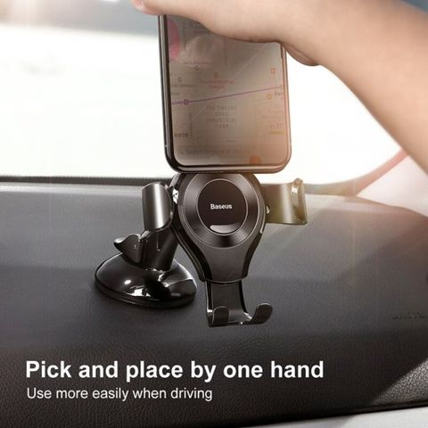 Giá đỡ điện thoại ô tô Baseus Osculum Gravity Mount - Hệ thống hút chân không, xoay 360 độ, tương thích với Galaxy, iPhone, Huawei, Xiaomi