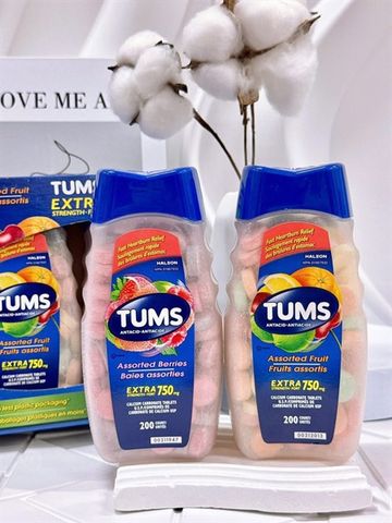 Viên Ngậm Đau Dạ Dày Tums 200 Viên - Giảm Đau Nhanh, Trung Hòa Axit, Hỗ Trợ Tiêu Hóa Hiệu Quả