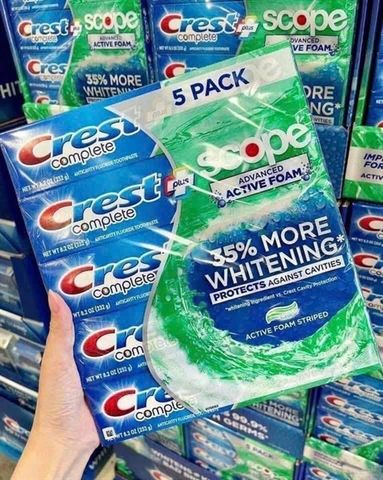 Set 5 Kem Đánh Răng Crest Complete Whitening 232g - Trắng Răng, Thơm Miệng, Giải Quyết Vấn Đề Hôi Miệng