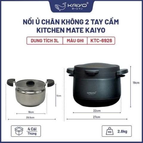 Nồi ủ chân không Kaiyo 3L - Thiết kế hiện đại, giữ nhiệt tối ưu, bảo toàn dinh dưỡng, an toàn và tiết kiệm điện cho gia đình