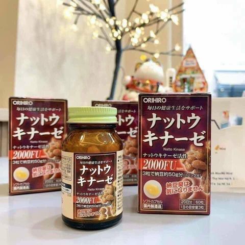 Viên Uống Nattokinase 2000FU Orihiro - Hỗ Trợ Sức Khỏe Tim Mạch và Tuần Hoàn Máu, 60 Viên Nhật Bản