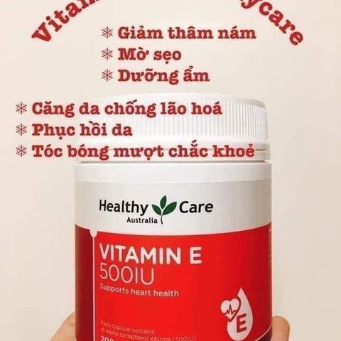 Viên Uống Vitamin E Healthy Care 500 IU Hỗ Trợ Sức Khỏe và Làm Đẹp Da - 200 Viên Thực Phẩm Chức Năng Chính Hãng Từ Úc