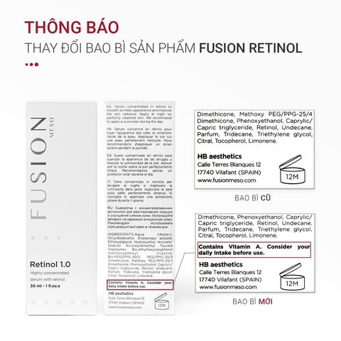 Kem Fusion Retinol 1.0 - Giảm nếp nhăn, cải thiện da dầu và sắc tố, trẻ hóa làn da, serum chăm sóc da chuyên sâu