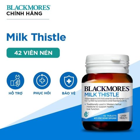 Viên uống Blackmores Milk Thistle 42 viên - Hỗ trợ sức khỏe gan, tăng cường chức năng gan, bảo vệ tế bào gan tự nhiên