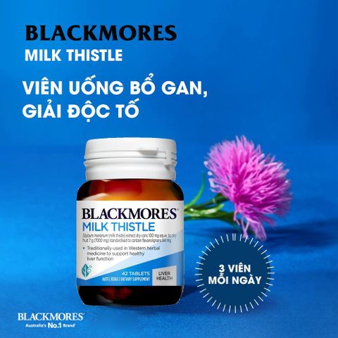 Viên uống Blackmores Milk Thistle 42 viên - Hỗ trợ sức khỏe gan, tăng cường chức năng gan, bảo vệ tế bào gan tự nhiên