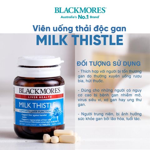 Viên uống Blackmores Milk Thistle 42 viên - Hỗ trợ sức khỏe gan, tăng cường chức năng gan, bảo vệ tế bào gan tự nhiên