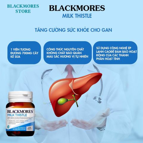 Viên uống Blackmores Milk Thistle 42 viên - Hỗ trợ sức khỏe gan, tăng cường chức năng gan, bảo vệ tế bào gan tự nhiên