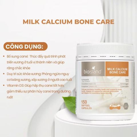 Bio Island Milk Calcium Bone Care 150 Viên Chính Hãng Úc | Canxi Sữa Tự Nhiên | Hỗ Trợ Duy Trì Xương & Răng Chắc Khỏe