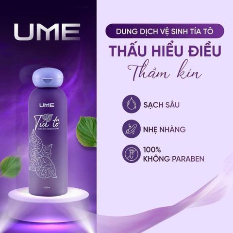 Dung Dịch Vệ Sinh Phụ Nữ Tía Tô UME Ngọc Trinh 150ml - Kháng Khuẩn, Khử Mùi, Dưỡng Ẩm, Làm Hồng Vùng Kín tự nhiên