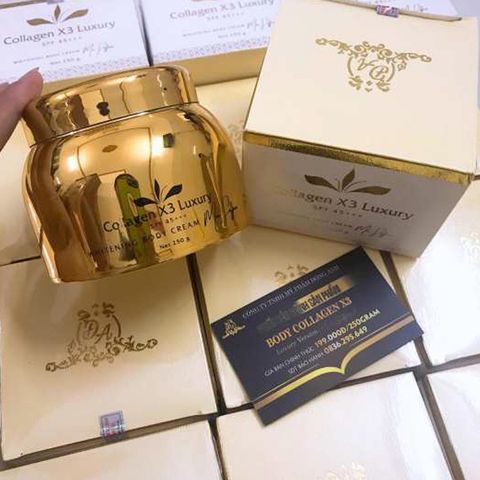 Kem Body Collagen X3 Luxury 250g - Dưỡng Trắng Da Toàn Thân, Chống Nắng SPF 45+++ Thần Kỳ, Chất Kem Mịn, Hương Thơm Sang Trọng