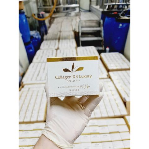 Kem Dưỡng Trắng Da Body Collagen X3 Luxury 250G - Hiệu Quả Ngay Sau 7 Ngày, SPF 45++, Giúp Da Mịn Màng Sáng Khỏe
