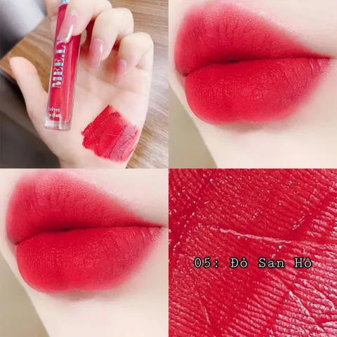 Son kem lì MELLY Màu Đỏ San Hô - Dưỡng Môi Mềm Mịn Lâu Trôi, An Toàn Cho Mẹ Bầu, Không Chì, Công Nghệ Resin Chống Lem