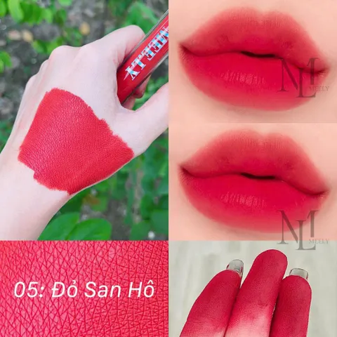 Son kem lì MELLY Màu Đỏ San Hô - Dưỡng Môi Mềm Mịn Lâu Trôi, An Toàn Cho Mẹ Bầu, Không Chì, Công Nghệ Resin Chống Lem