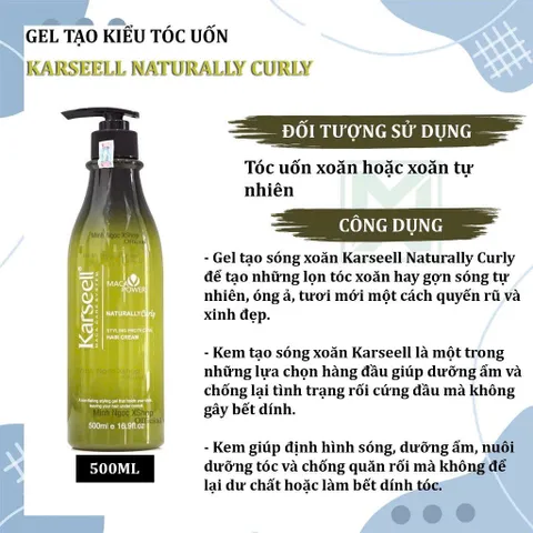 Gel Tạo Sóng Xoăn Karseell 500ml - Giữ Nếp Tóc Bóp Xoăn Tự Nhiên, Dưỡng Ẩm Chống Rối, Phong Cách Hippie 2024