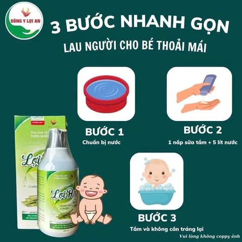 Sữa Tắm Gội Thảo Dược Lợi An 300ml Dành Cho Bé - An Toàn, Chống Hăm, Diệt Khuẩn, Giúp Da Mềm Mại, Thơm Mát
