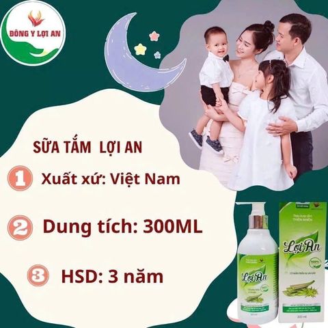 Sữa Tắm Gội Thảo Dược Lợi An 300ml Dành Cho Bé - An Toàn, Chống Hăm, Diệt Khuẩn, Giúp Da Mềm Mại, Thơm Mát
