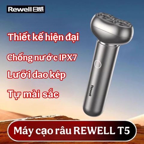 Máy cạo râu điện Rewell T5 - Lưỡi kép từ tính, chống nước IPX7, sạc nhanh Type-C, cạo khô ướt tiện lợi cho quý ông hiện đại