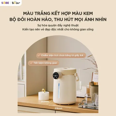 Bình Thủy Điện Bear 3L EWB-5H30C60 - Công Nghệ Khử Clo, An Toàn Cho Gia Đình, Thiết Kế Sang Trọng, Tự Động Ngắt Điện, Dễ Sử Dụng