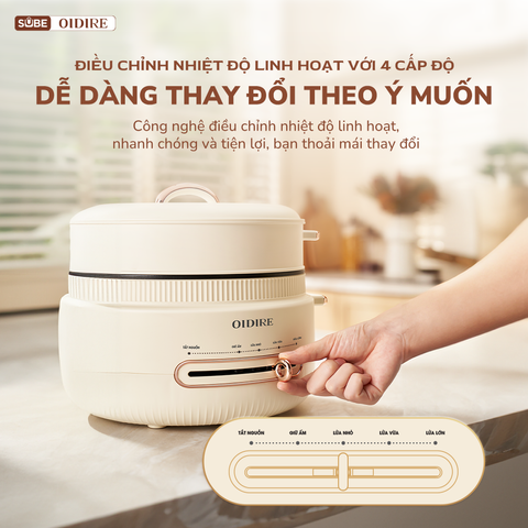 Nồi Lẩu Điện Oidire 4L ODI07A - Thiết Bị Nhà Bếp Chất Lượng Cao, Chế Biến Món Lẩu Ngon Như Ngoài Hàng