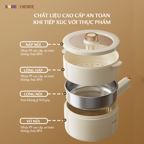 Nồi Lẩu Điện Oidire ODI06A 1.8L - Nấu Đa Năng An Toàn, Giữ Trọn Dinh Dưỡng Cho Gia Đình
