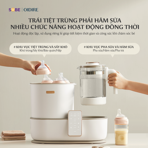 Máy Hâm Sữa và Tiệt Trùng Oidire ODI02A - Thiết Bị Chăm Sóc Bé 8 Chức Năng, Công Nghệ Khử Clo Hiện Đại, Tiệt Trùng 99.99% Vi Khuẩn