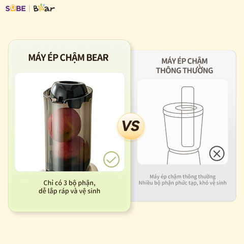 Máy Ép Trái Cây Bear SJ-4H01T - Ép Chậm Nguyên Quả, Giữ Dưỡng Chất Cao - Thiết Kế An Toàn, Dễ Dàng Vệ Sinh